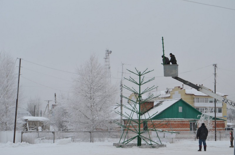 Установка новогодней ели.